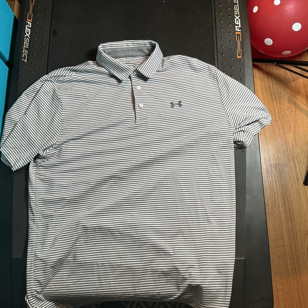 Under Armour Gray Striped Polo size xl
